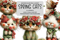 Whimsical Spring Cats Clipart Product Image 1