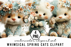 Whimsical Spring Cats Clipart Product Image 1