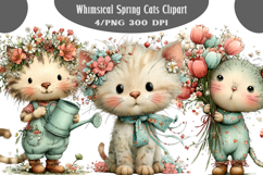 Whimsical Spring Cats Clipart PNG Product Image 1