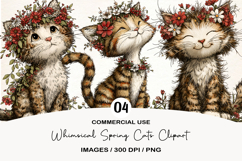 Whimsical Spring Cats Clipart Product Image 1