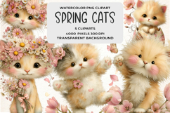 Whimsical Spring Cats Clipart Product Image 1