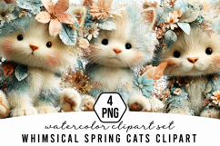 Whimsical Spring Cats Clipart Product Image 1