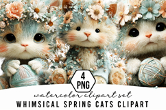 Whimsical Spring Cats Clipart Product Image 1