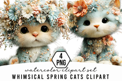 Whimsical Spring Cats Clipart Product Image 1