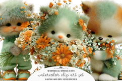 Whimsical spring cats clipart - spring cats Png Product Image 1