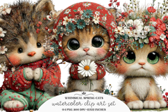 Whimsical spring cats clipart - Whimsical spring cats Png Product Image 1