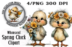 Whimsical Spring Chick Clipart PNG Product Image 1