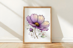 Whimsical Spring Cosmos Flowers Clipart Product Image 3
