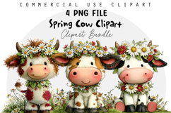 Whimsical Spring Cow Clipart PNG Product Image 1