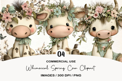 Whimsical Spring Cow Clipart Product Image 1