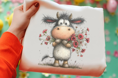 Whimsical Spring Cow Clipart, Easter Sublimation PNG Product Image 2