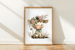 Whimsical Spring Cow Clipart Product Image 3