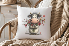 Whimsical Spring Cow Clipart, Easter Sublimation PNG Product Image 3