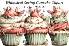 Whimsical Spring Cupcake Clipart Product Image 1