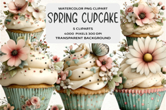 Whimsical Spring Cupcake Clipart Product Image 1
