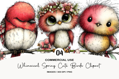 Whimsical Spring Cute Birds Clipart Product Image 1