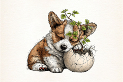 Whimsical Spring Cute Dog Clipart Product Image 2