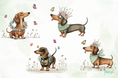Whimsical Spring Dachshund Clipart Product Image 1