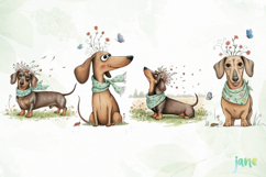 Whimsical Spring Dachshund Clipart Product Image 1