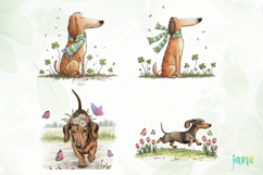 Whimsical Spring Dachshund Clipart Product Image 1