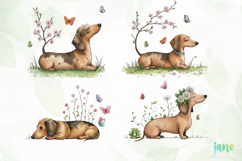 Whimsical Spring Dachshund Clipart Product Image 1