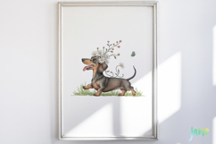 Whimsical Spring Dachshund Clipart Product Image 2
