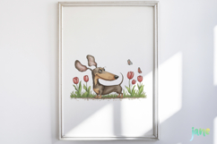 Whimsical Spring Dachshund Clipart Product Image 2