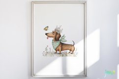 Whimsical Spring Dachshund Clipart Product Image 2