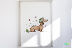 Whimsical Spring Dachshund Clipart Product Image 2