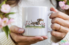 Whimsical Spring Dachshund Clipart Product Image 4