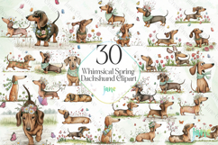 Whimsical Spring Dachshund Clipart Product Image 1