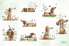 Whimsical Spring Dachshund Clipart Product Image 6