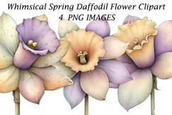 Whimsical Spring Daffodil Flower Clipart Product Image 1