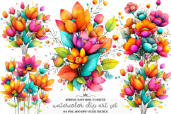 Whimsical spring daffodil flower clipart - daffodil flowers Product Image 1
