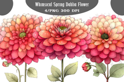 Whimsical Spring Dahlia Flower Clipart PNG Product Image 1