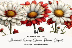 Whimsical Spring Daisy Flower Clipart Product Image 1