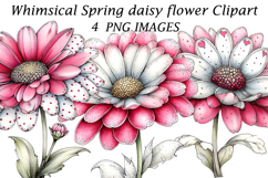 Whimsical Spring daisy flower Clipart Product Image 1