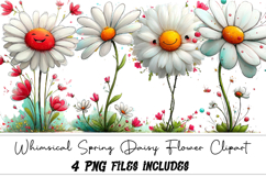 Whimsical Spring Daisy Flower Clipart Product Image 1