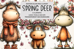 Whimsical Spring Deer Clipart Product Image 1