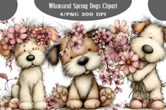 Whimsical Spring Dogs Clipart PNG Product Image 1