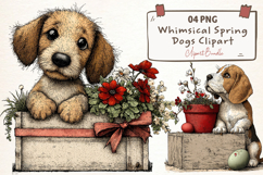 Whimsical Spring Dogs Clipart Product Image 1