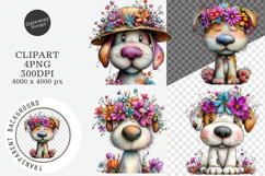 Whimsical Spring Dogs Clipart - Spring Dogs Png Product Image 1