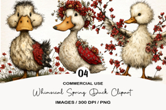 Whimsical Spring Duck Clipart Product Image 1