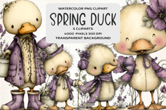 Whimsical Spring Duck Clipart Product Image 1