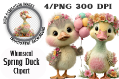 Whimsical Spring Duck Clipart Product Image 1
