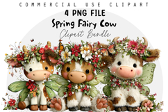 Whimsical Spring Fairy Cow Clipart Product Image 1