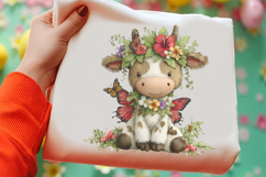 Whimsical Spring Fairy Cow Clipart Product Image 2