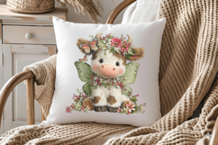 Whimsical Spring Fairy Cow Clipart Product Image 3
