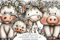 Whimsical spring farm animals clipart - spring farm animals Product Image 1