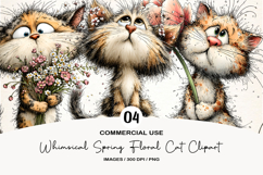 Whimsical Spring Floral Cat Clipart Product Image 1